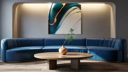 a 3d rendering of a living room interior