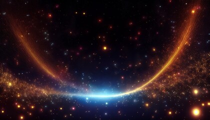Obraz premium abstract motion of glowing particles in cosmic space suitable for text overlay and creative backgrounds