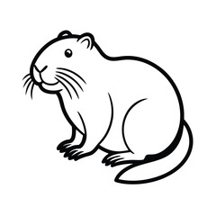 beaver line art vector on white background