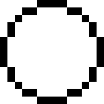 Pixel circle. Pixel art circle shape. Pixelated 