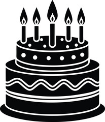 Birthday Cake Silhouette Vector | Celebration, Party & Dessert Icon