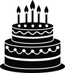 Birthday Cake Silhouette Vector | Celebration, Party & Dessert Icon