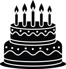 Birthday Cake Silhouette Vector | Celebration, Party & Dessert Icon