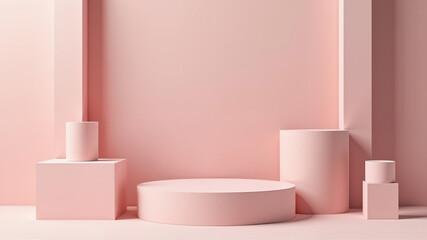 Abstract minimal scene with geometric Podium display background for product presentation, mock up, cosmetic product stand, 3d rendering.