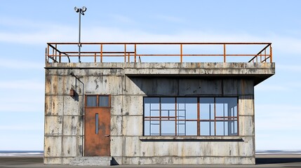 Obraz premium Rusted concrete control tower on a coastal plain