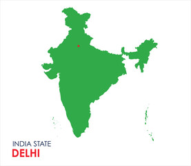 Map of Delhi, Map of Delhi with Indian Map, Delhi state of  India Vector Illustration.
