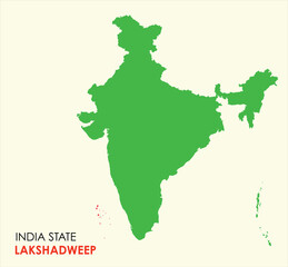 Map of Lakshadweep, Map of Lakshadweep with Indian Map, Lakshadweep state of  India Vector Illustration.
