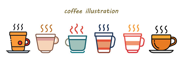 Cute Cafe Drink Icons – Ideal for Label, Logo, and Menu Use