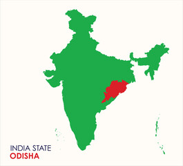 Map of Odisha, Map of Odisha with Indian Map, Odisha state of  India Vector Illustration.
