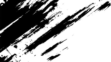 Vector grunge texture. Grunge black and white texture of black brush strokes on white paper or background. A black and white painting with a brush stroke white Transparent background.	