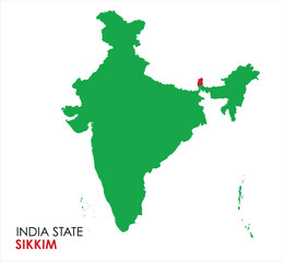 Map of Sikkim, Map of Sikkim with Indian Map, Sikkim state of  India Vector Illustration.
