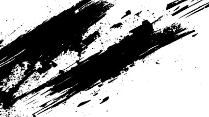 Vector grunge texture. Grunge black and white texture of black brush strokes on white paper or background. A black and white painting with a brush stroke white Transparent background.	