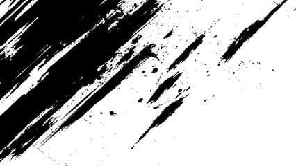 Vector grunge texture. Grunge black and white texture of black brush strokes on white paper or background. A black and white painting with a brush stroke white Transparent background.	