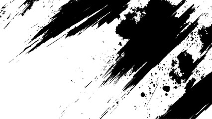 Vector grunge texture. Grunge black and white texture of black brush strokes on white paper or background. A black and white painting with a brush stroke white Transparent background.	