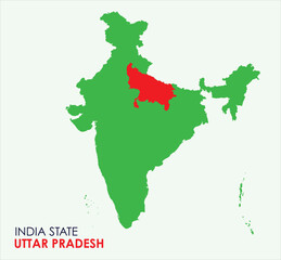 Map of Uttar Pradesh, Map of Uttar Pradesh with Indian Map, Uttar Pradesh state of  India Vector Illustration.
