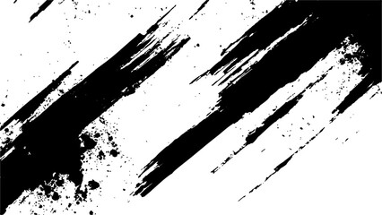 Vector grunge texture. Grunge black and white texture of black brush strokes on white paper or background. A black and white painting with a brush stroke white Transparent background.	