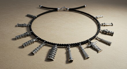 Charm Necklace Featuring Famous Landmarks Travel and Fashion Jewelry