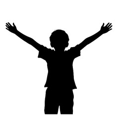 Silhouette of a child with arms outstretched, expressing joy or freedom