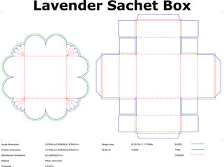 Lavender Sachet Box Die Cut Template Blueprint Floral Design For Packaging And Manufacturing Perfect For Print And Online Use Digital Illustration