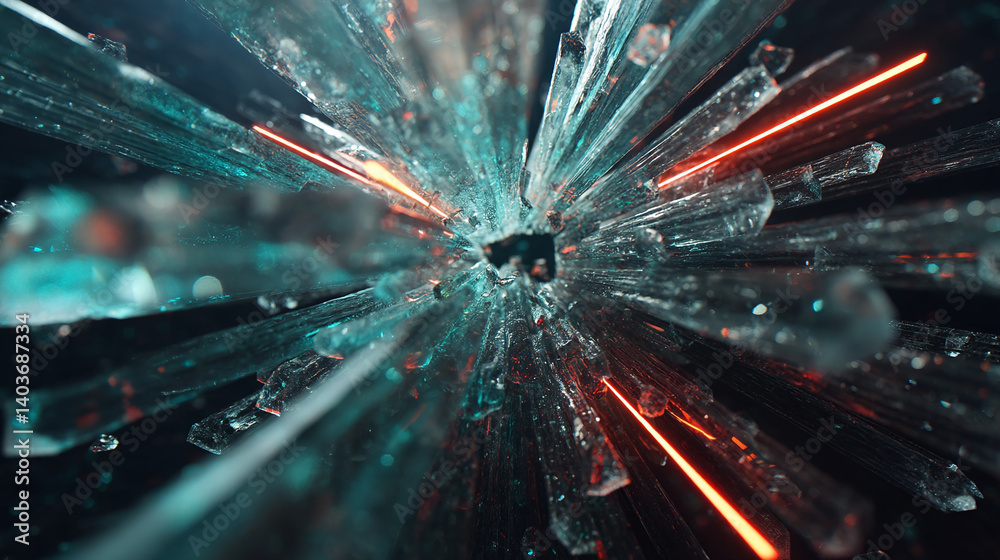 Aufkleber abstract image of teal and orange shards, creating a burst effect, symbolizing energy, dynamism, or 