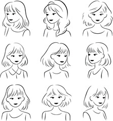 Minimal Girl Line Drawing Silhouette Set Modern Female Line Art Silhouettes

