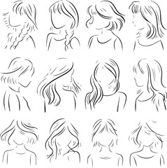 Minimal Girl Line Drawing Silhouette Set Modern Female Line Art Silhouettes

