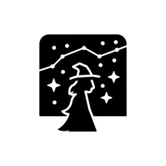 Starry Sky with Witch's Silhouette, Symbolizing Dark Magic