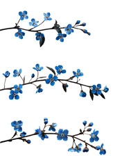  Blossom branches png. Flowers isolated png.  Full bloom with transparent background. Cherry, Apple Magnolia blossom. White yellow blue  pink  blossom flower png