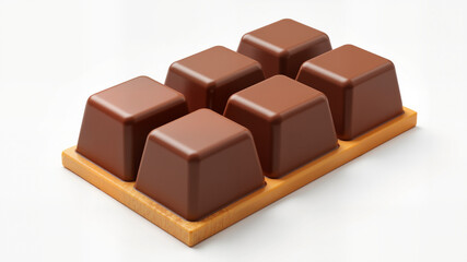 Chocolate bar, Wafer covered with chocolate with Clipping path isolated white background, 3d illustration.