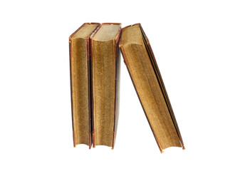 stack of old historical medieval books isolated on white or transparent png