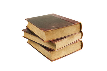 stack of old historical medieval books isolated on white or transparent png