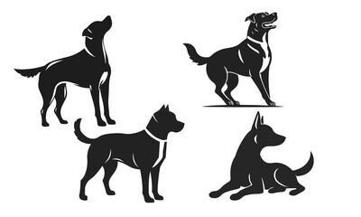 Set of dog vector illustrations. pet emblem, dog illustration, dog portrait, guard dog	