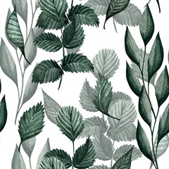 Fototapeta premium Abstract Leave design. Pattern with leave seamless. Grunge textured abstract art in watercolor. Luxury watercolor leaves seamless pattern design.