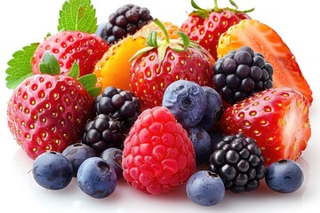 A close up image of a colorful collection of fresh berries
