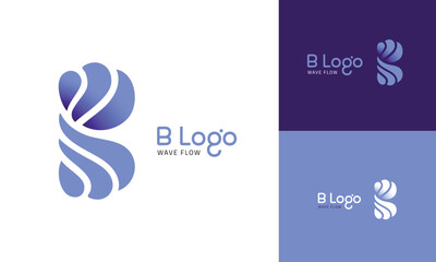 Letter B minimal logo using wave styles suitable for adaptive businesses, mental health clinic, psychology services