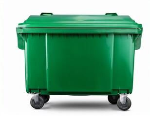 green garbage container isolated on transparent or white background