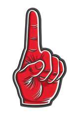 Stylized Number One Hand Illustration on stark background for promotional graphics