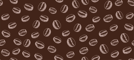 Coffee beans seamless pattern, hand drawn illustrations.	
