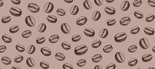 Coffee beans seamless pattern, hand drawn illustrations.	

