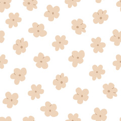 Seamless pattern with small daisy flowers. Abstract botanical floral vector flat background