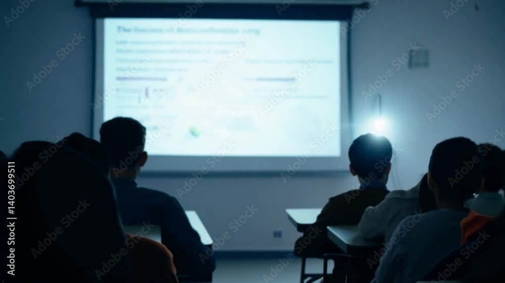 Aufkleber this group of students focuses on a presentation screen in a dimly lit classroom.