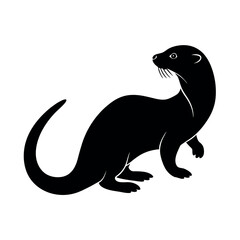 otter silhouette on a white background