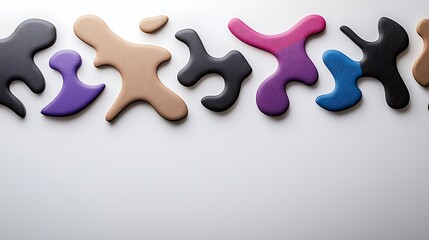 Fototapeta premium Abstract colorful shapes arranged on a white background, creating a modern artistic display