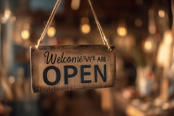 Welcome We Are Open Wooden Sign Best for Cafe Promotions, Local Store Ads