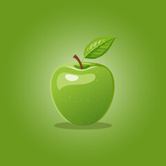 Fresh ripe apple cartoon type clipart and vector design illustration, Apple fruit vector. Apples split in half. Healthy fruit Apple fruit on withe background.