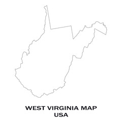 Map of West Virginia, Map of West Virginia USA States, West Virginia state of USA Vector Illustration.
