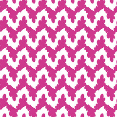 Vibrant Pink Abstract Leaf Pattern on White Zigzag Layout