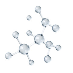 Molecular Structure: Atoms connected by bonds, forming a complex molecule.