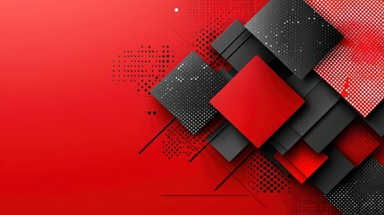 Abstract Red and Black Geometric Design: Modern Art Background
