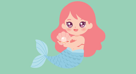 Fototapeta premium Cute fairy character knitting a sweater in flat, colorful style vector illustration